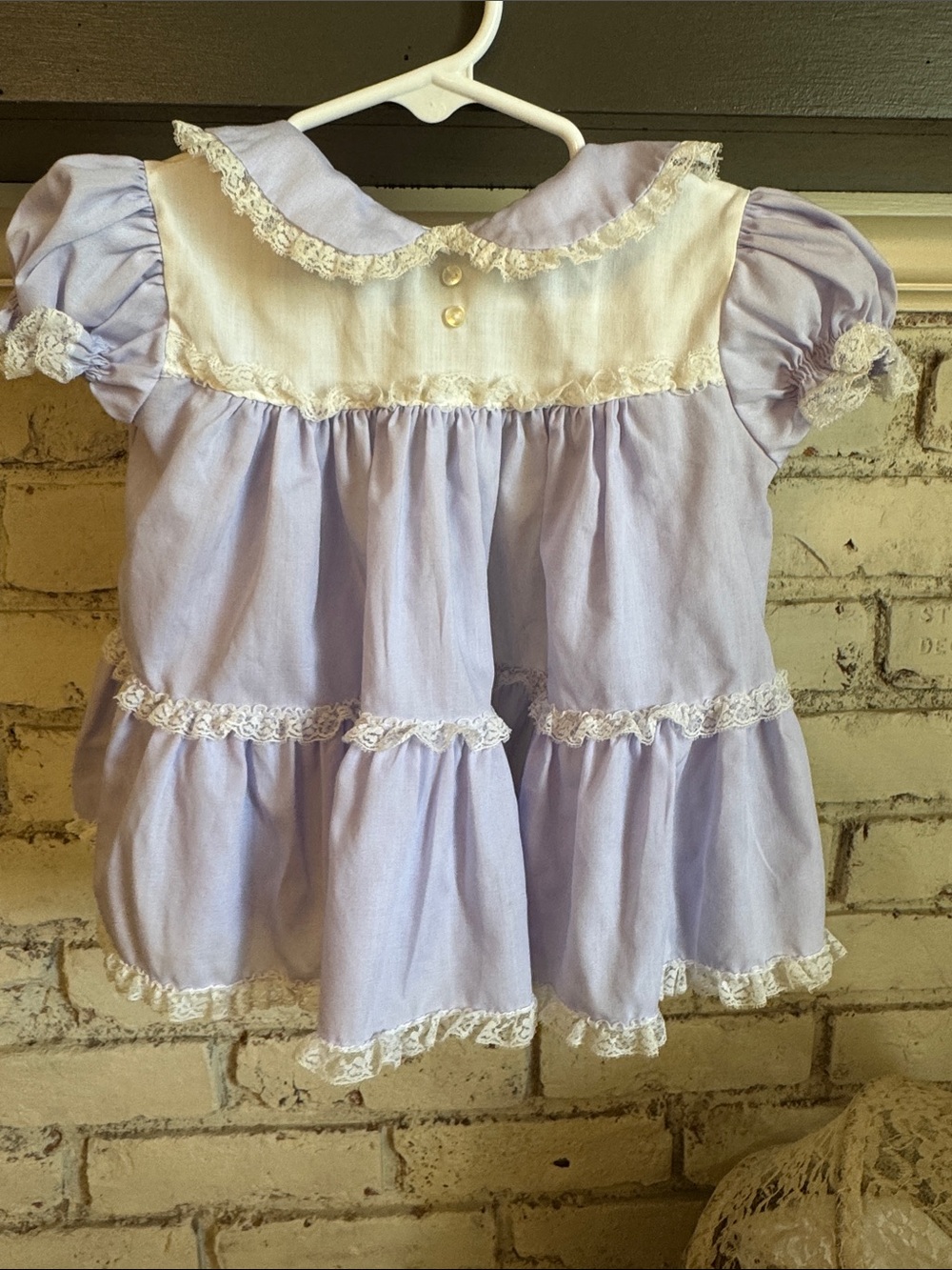 Bryan vintage Classic Lace-Trim Lavender Toddler Dress Top